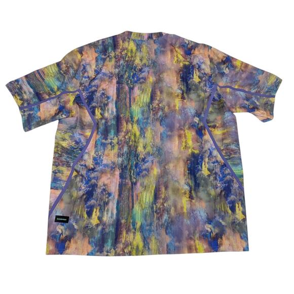 Lululemon Water Repellent Hiking Short Sleeve Mens Shirt Purple Yellow - Picture 2 of 11